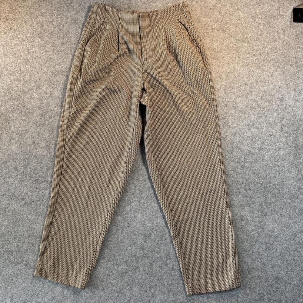 A New Day High-Rise Pleated Trousers 2 Brown‎ Houndstooth Tapered Leg